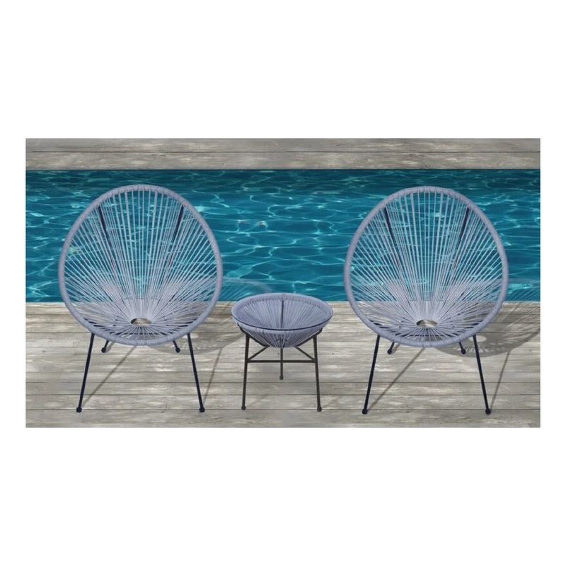 Pemberly Row 3-Piece Metal and Wicker Seating Group in White