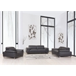 Pemberly Row Genuine Italian Leather Upholstered Sofa Set in Dark Gray