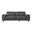 Pemberly Row Genuine Italian Leather Upholstered Sofa Set in Dark Gray