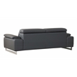 Pemberly Row Genuine Italian Leather Upholstered Sofa Set in Dark Gray