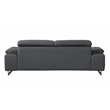 Pemberly Row Genuine Italian Leather Upholstered Sofa Set in Dark Gray