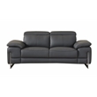 Pemberly Row Genuine Italian Leather Upholstered Sofa Set in Dark Gray