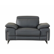 Pemberly Row Genuine Italian Leather Upholstered Sofa Set in Dark Gray