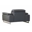 Pemberly Row Genuine Italian Leather Upholstered Sofa Set in Dark Gray