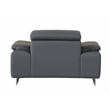 Pemberly Row Genuine Italian Leather Upholstered Sofa Set in Dark Gray