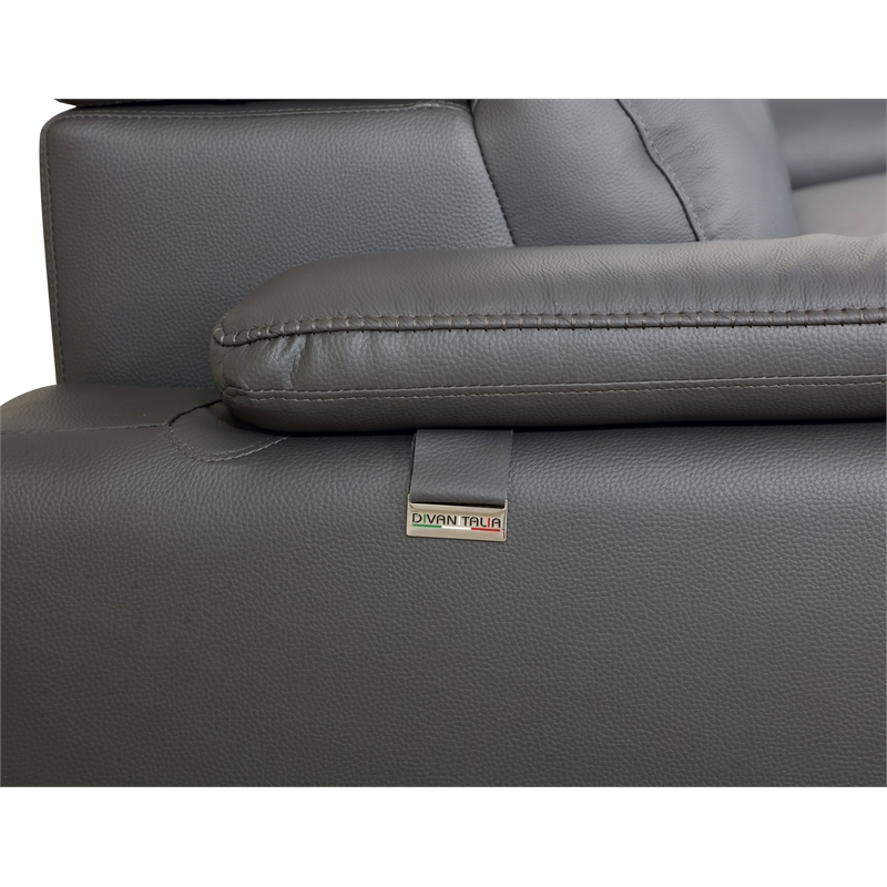 Pemberly Row Genuine Italian Leather Upholstered Sofa Set in Dark Gray