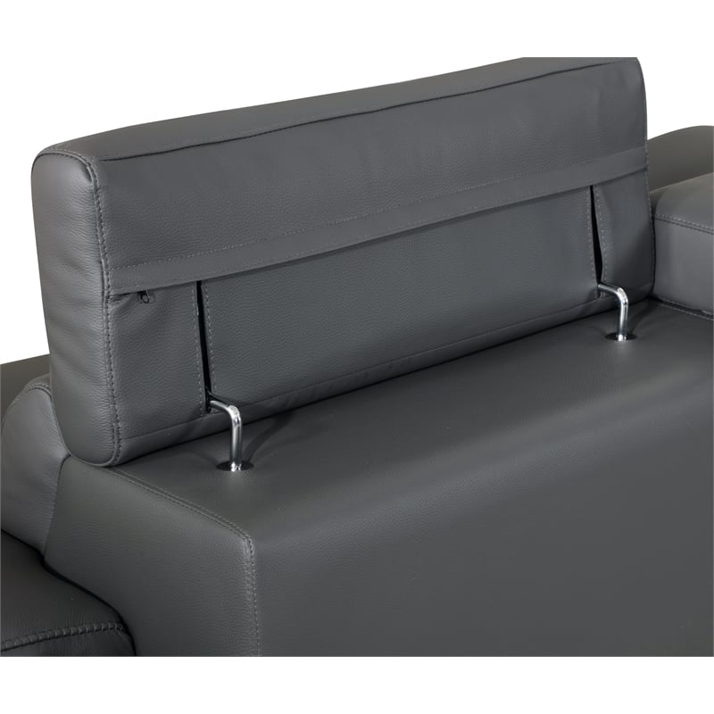 Pemberly Row Genuine Italian Leather Upholstered Sofa Set in Dark Gray