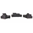 Pemberly Row Genuine Italian Leather Upholstered Sofa Set in Dark Gray