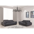 Pemberly Row Genuine Italian Leather Sofa & Loveseat Set in Dark Gray