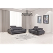 Pemberly Row Genuine Italian Leather Sofa & Loveseat Set in Dark Gray