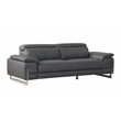 Pemberly Row Genuine Italian Leather Sofa & Loveseat Set in Dark Gray