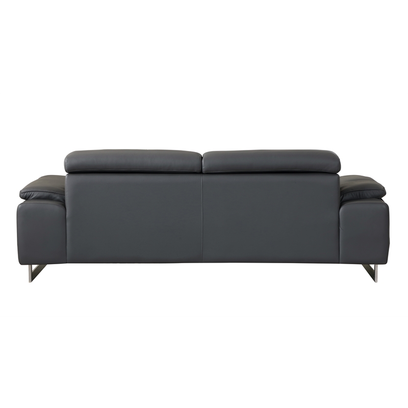 Pemberly Row Genuine Italian Leather Sofa & Loveseat Set in Dark Gray