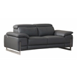 Pemberly Row Genuine Italian Leather Sofa & Loveseat Set in Dark Gray
