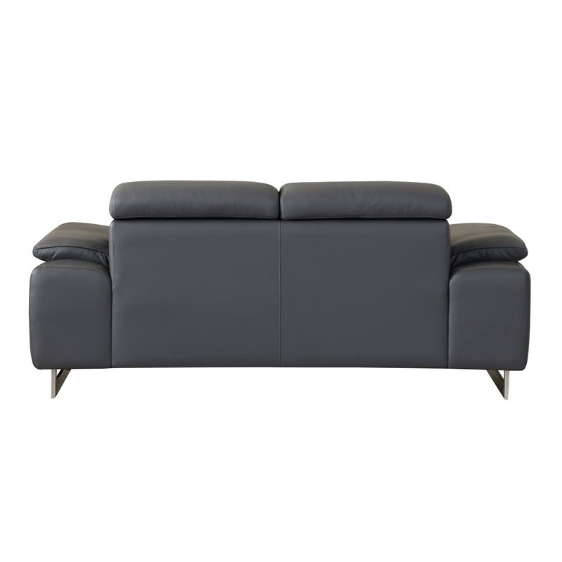 Pemberly Row Genuine Italian Leather Sofa & Loveseat Set in Dark Gray