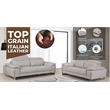 Pemberly Row Genuine Italian Leather Sofa & Loveseat Set in Dark Gray