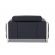 Pemberly Row Modern Genuine Italian Leather Upholstered Sofa Set in Black
