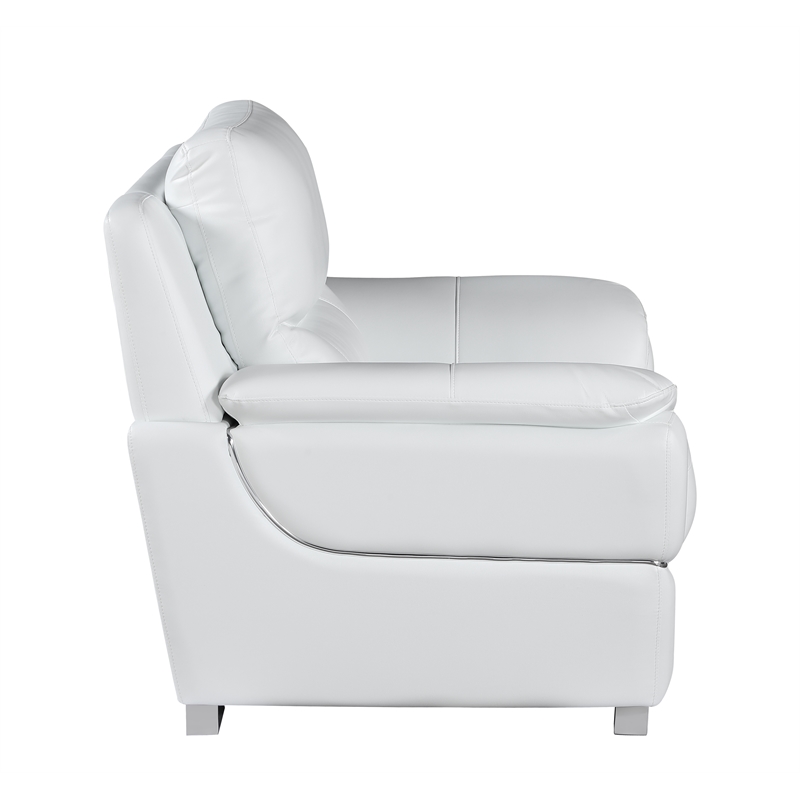 Pemberly Row Contemporary Leather Upholstered Sofa Set in White