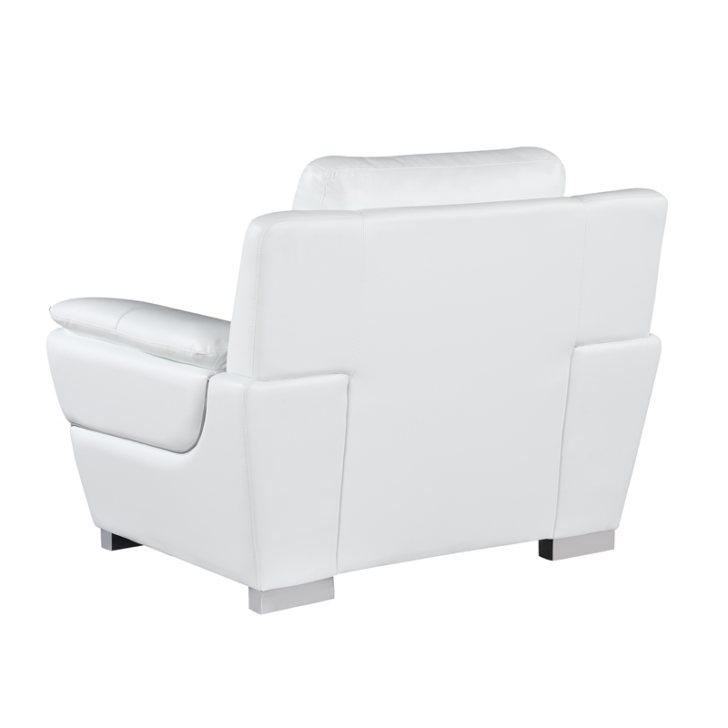 Pemberly Row Contemporary Leather Upholstered Sofa Set in White
