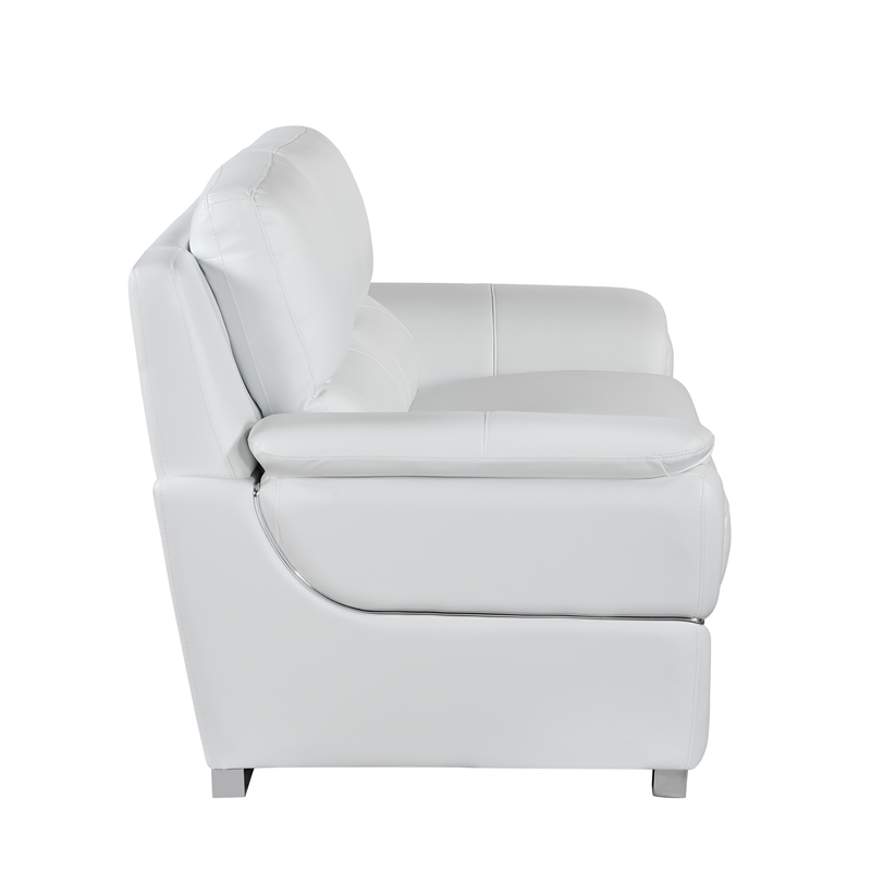 Pemberly Row Contemporary Leather Upholstered Sofa Set in White