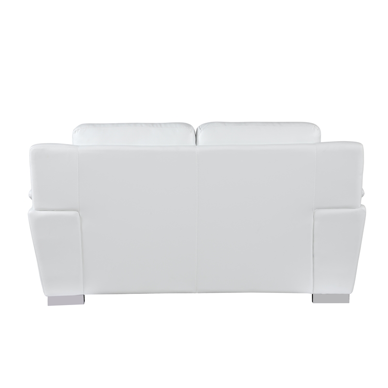 Pemberly Row Contemporary Leather Upholstered Sofa Set in White