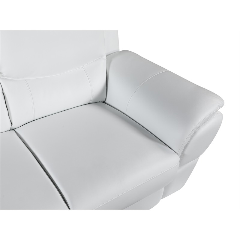 Pemberly Row Contemporary Leather Upholstered Sofa Set in White