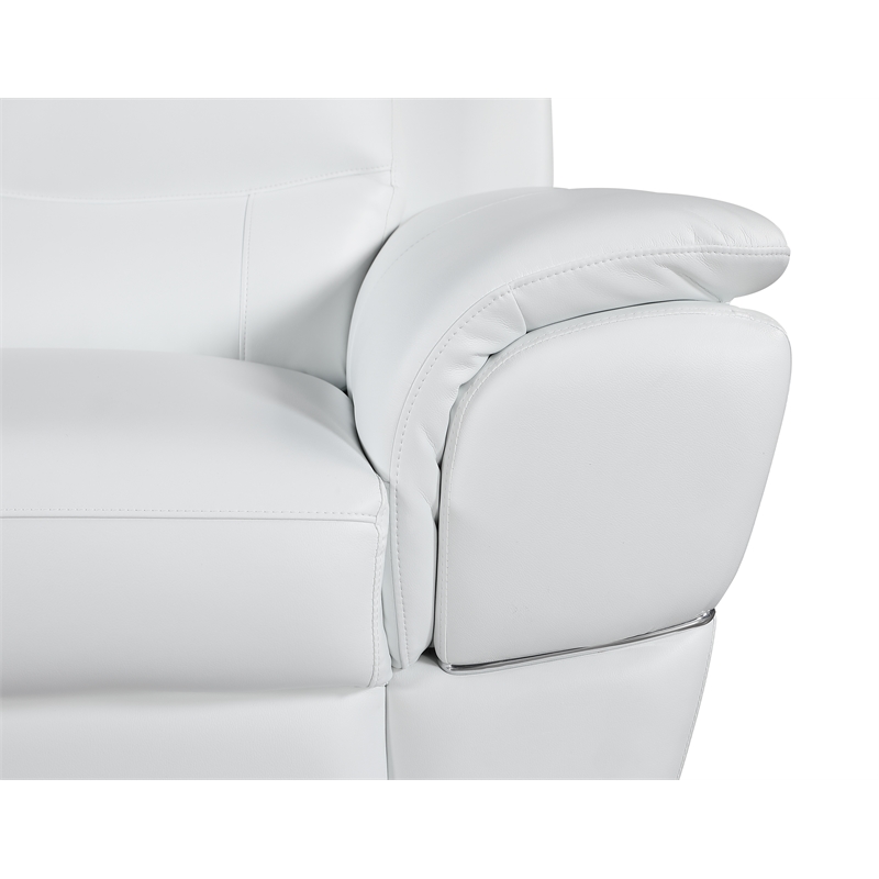 Pemberly Row Contemporary Leather Upholstered Sofa Set in White