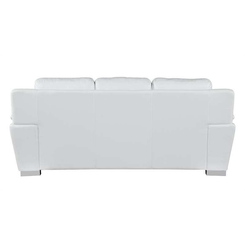 Pemberly Row Contemporary Leather Upholstered Sofa Set in White