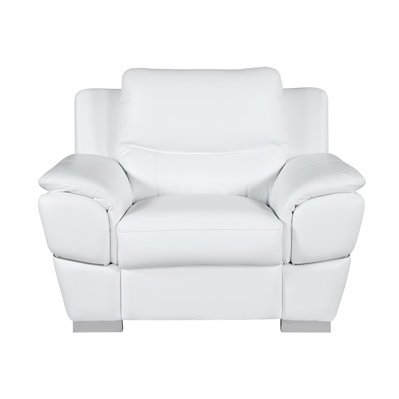 Pemberly Row Contemporary Leather Upholstered Sofa Set in White