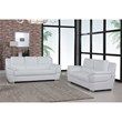 Pemberly Row Modern Leather Upholstered Sofa & Loveseat Set in White