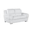 Pemberly Row Modern Leather Upholstered Sofa & Loveseat Set in White