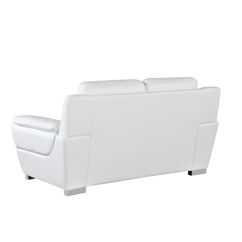 Pemberly Row Modern Leather Upholstered Sofa & Loveseat Set in White
