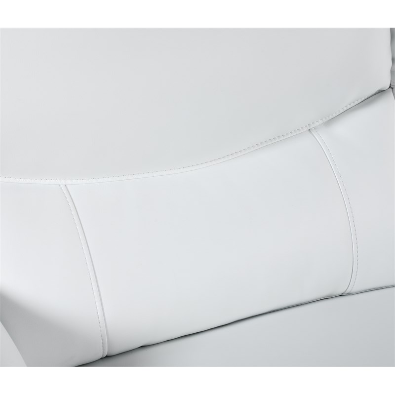 Pemberly Row Modern Leather Upholstered Sofa & Loveseat Set in White