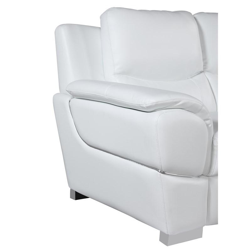Pemberly Row Modern Leather Upholstered Sofa & Loveseat Set in White
