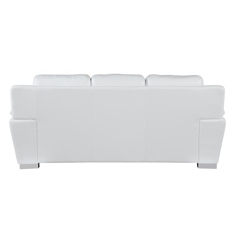 Pemberly Row Modern Leather Upholstered Sofa & Loveseat Set in White