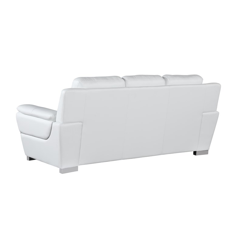 Pemberly Row Modern Leather Upholstered Sofa & Loveseat Set in White