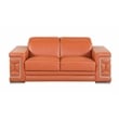 Pemberly Row Genuine Italian Leather Sofa and Loveseat Set in Camel Brown