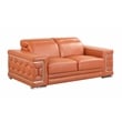 Pemberly Row Genuine Italian Leather Sofa and Loveseat Set in Camel Brown