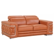 Pemberly Row Genuine Italian Leather Sofa and Loveseat Set in Camel Brown