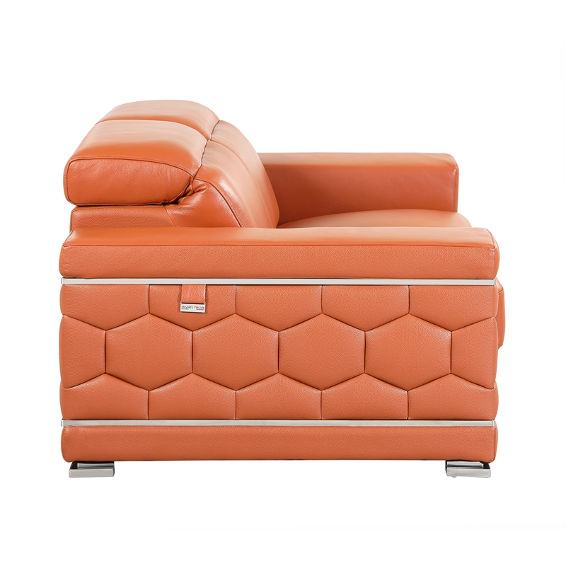 Pemberly Row Genuine Italian Leather Sofa and Loveseat Set in Camel Brown