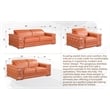 Pemberly Row Genuine Italian Leather Sofa and Loveseat Set in Camel Brown