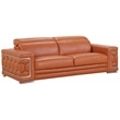 Pemberly Row Genuine Italian Leather Sofa and Loveseat Set in Camel Brown