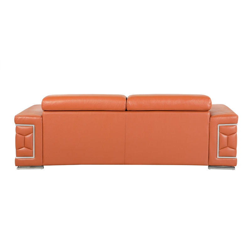 Pemberly Row Genuine Italian Leather Sofa and Loveseat Set in Camel Brown