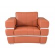 Pemberly Row Modern Italian Leather Upholstered Sofa Set in Camel Brown