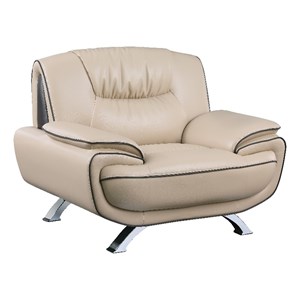 Pemberly Row 40&quot Contemporary Leather Upholstered Chair in Beige