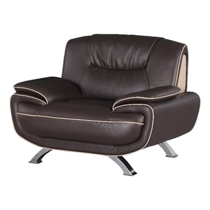Pemberly Row 40&quot Contemporary Leather Upholstered Chair in Brown