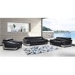 Pemberly Row Genuine Italian Leather Upholstered Sofa Set in Black