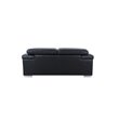 Pemberly Row Genuine Italian Leather Upholstered Sofa Set in Black