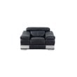 Pemberly Row Genuine Italian Leather Upholstered Sofa Set in Black