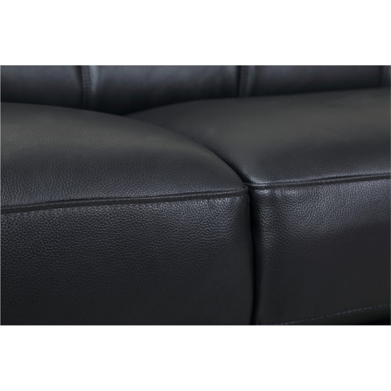 Pemberly Row Genuine Italian Leather Upholstered Sofa Set in Black