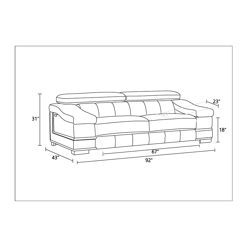 Pemberly Row Genuine Italian Leather Upholstered Sofa Set in Black